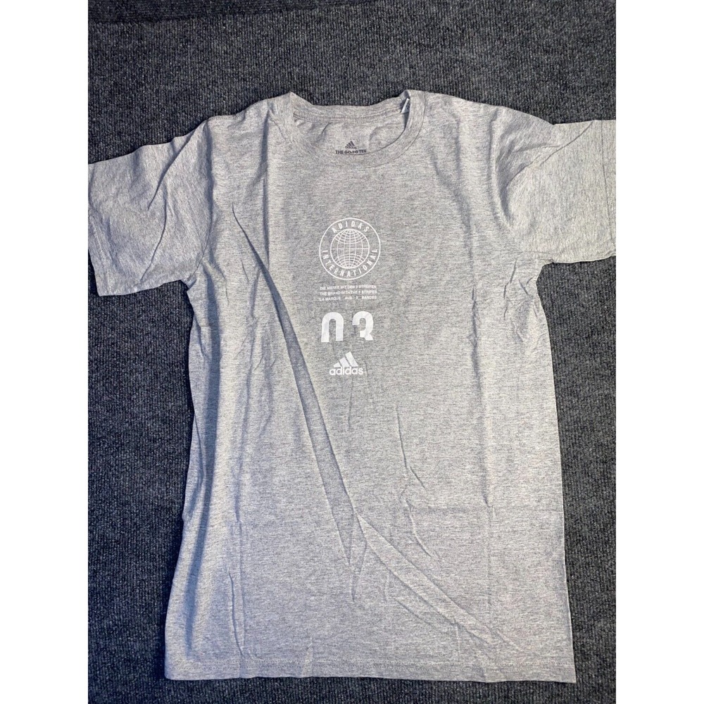 Adidas International The Go To Tee Shirt Men Small Gray Blended Fabric Crew Neck
